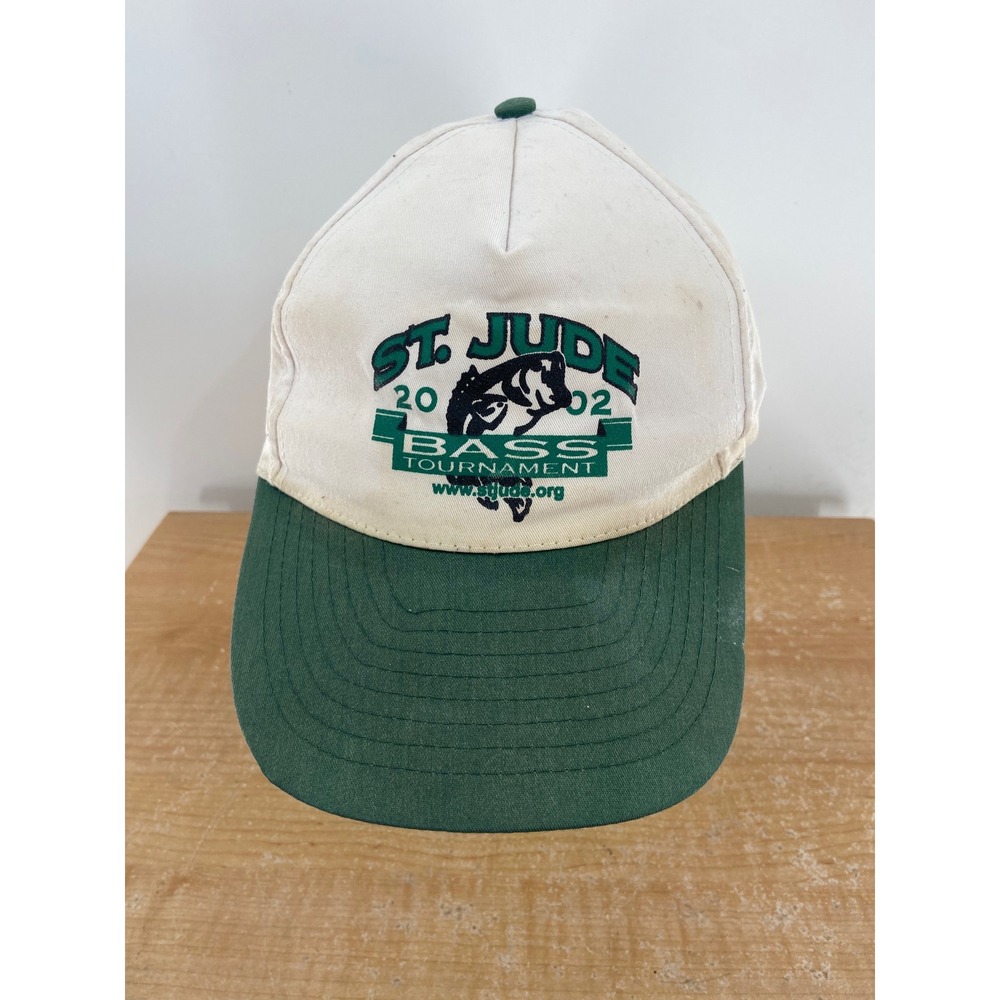 Vintage 2002 St. Jude Bass Tournament Nissun Snapback Hat Mens White Green USA